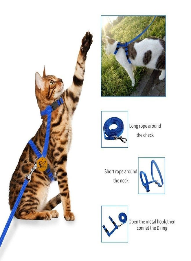 Sage Square Cat Harness & Leash for Walking, Escape Proof, Durable & Adjustable Harness with Leash Rope Set for Cat (Blue) - Image 5